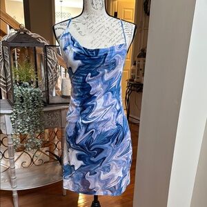 NWOT Urban Outfitters Blue Marble Print Women's Dress